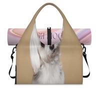 Bolsa de lona deportiva para perros con compartimento para zapatos, lindo perro maltés, fin de semana, bolsa de equipaje para gimnasio, yoga, viajes, color, L, Bolsa de viaje