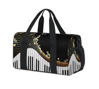 Bolsa de lona deportiva para teclado de piano, notas musicales, fin de semana, bolsa de viaje, gimnasio, bolsa de lona para niños, niñas, niños, mujeres y hombres