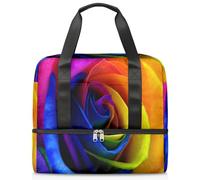 Bolsa de lona deportiva Rainbow Rose para mujeres, hombres y niños, Kirls Colorful Rose Weekend Overnight Bags Wet Seperated 21 L Tote Bag for Travel Gym Yoga, color, 21L, Organizador de bolsas