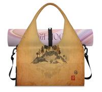 Bolsa de lona deportiva tradicional japonesa con compartimento para zapatos, estilo zen japonés, para fin de semana, durante la noche, para gimnasio, yoga, viajes, color, L, Bolsa de viaje