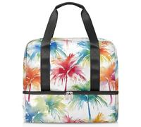 Bolsa de lona deportiva tropical de palmera colorida para mujeres, hombres, niños, Kirls, 21 L, bolsas de fin de semana para pasar la noche, bolsa húmeda separada para viajes, gimnasio, yoga, color,