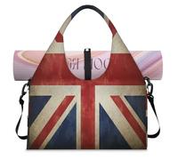 Bolsa de lona deportiva vintage con bandera británica del Reino Unido para mujeres y hombres, bolsa de fin de semana con compartimento para zapatos, bolsa de hombro para yoga, gimnasio, viajes, color,