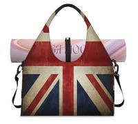 Bolsa de lona deportiva vintage con compartimento para zapatos, bandera nacional del Reino Unido, bolsa de equipaje para gimnasio, yoga, viajes, color, L, Bolsa de viaje