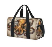 Bolsa de lona deportiva vintage con diseño de brújula, estilo pulpo, para fin de semana, para la noche, para viajes, gimnasio, para niños, niñas, niños, mujeres y hombres