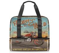 Bolsa de lona deportiva vintage con póster de motocicleta para mujeres, hombres y niños, Kirls para fin de semana, bolsas de noche separadas por mojado, bolsa de mano de 21 L para viajes, gimnasio,