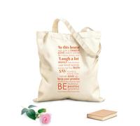 Bolsa de lona En esta casa somos una familia, nos queremos, somos felices cada día, reímos mucho, nos respetamos, usamos palabras amables y siempre decimos la verdad. 340g/m² Bolsa para dibujar