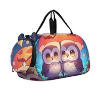 Bolsa de lona escocesa con diseño de vaca de las Tierras Altas para niñas, bolsa de viaje para el fin de semana, compartimento para zapatos, para niños, Linda y divertida calabaza de búhos, Classic