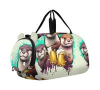 Bolsa de lona escocesa con diseño de vaca de las Tierras Altas para niñas, bolsa de viaje para el fin de semana, compartimento para zapatos, para niños, Bonito caldo de cerveza nutria, Classic