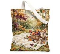 Bolsa de lona estilo canasta, diseño rústico inspirado en la naturaleza, hojas, frutas, otoño, naranja, mercado, bolsa de 13 x 15 pulgadas, Naranja, 13x15 Inch