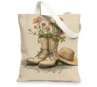 Bolsa de lona floral, bolsas de compras reutilizables vintage, accesorios de jardinería ligeros y ecológicos, 13 x 15 pulgadas