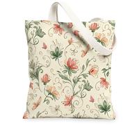 Bolsa de lona floral para mujer, elegante diseño de mariposa, remolino, primavera, pastel, melocotón, lavable, reutilizable, pequeñas bolsas de mano, ideas para viajes, trabajo, compras, librería, 13