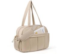 Bolsa de Lona Grande Acolchada for Viajes, Gimnasio, Entrenamiento Fin Semana, Bolsa Mano para Estar en Forma(Beige)