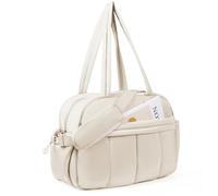 Bolsa de Lona Grande Acolchada for Viajes, Gimnasio, Entrenamiento Fin Semana, Bolsa Mano para Estar en Forma(White)