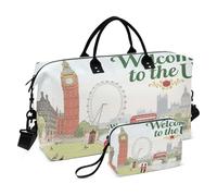 Bolsa de lona grande con correa ajustable para yoga, gran capacidad, bienvenido a la cultura del paisaje del Reino Unido