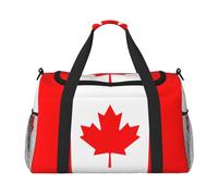 Bolsa de lona grande con estampado de bandera canadiense, bolsa de viaje para fin de semana para mujer, bolsa de mano, Negro -, Talla única