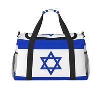 Bolsa de lona grande con estampado de bandera israelí, bolsa de viaje para fin de semana para mujer, bolsa de mano, Negro -, Talla única