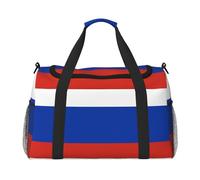 Bolsa de lona grande con estampado de bandera rusa, bolsa de viaje para fin de semana para mujer, bolsa de mano, Negro -, Talla única