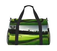 Bolsa de lona grande con estampado de campo de golf, bolsa de viaje para fin de semana, bolsa de viaje para mujer, bolsa de mano, Negro -, Talla única