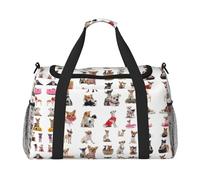 Bolsa de lona grande con estampado de carlino de chihuahua, bolsa de viaje para fin de semana, bolsa de mano para mujer, bolsa de mano, Negro -, Talla única