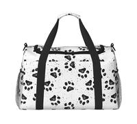 Bolsa de lona grande con estampado de huellas de perro, bolsa de viaje para fin de semana, bolsa de viaje para mujer, bolsa de mano, Negro -, Talla única