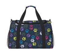 Bolsa de lona grande con estampado de huellas de perro, bolsa de viaje para fin de semana para mujer, bolsa de mano, Negro -, Talla única