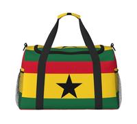 Bolsa de lona grande con estampado de la bandera de Ghana, bolsa de viaje para fin de semana para mujer, bolsa de mano, Negro -, Talla única