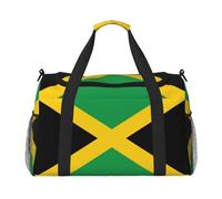 Bolsa de lona grande con estampado de la bandera de Jamaica, bolsa de viaje para fin de semana para mujer, bolsa de mano, Negro -, Talla única