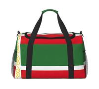 Bolsa de lona grande con estampado de la bandera de la República de Chechenia, bolsa de viaje para fin de semana para mujer, bolsa de mano, Negro -, Talla única