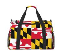 Bolsa de lona grande con estampado de la bandera de Maryland, bolsa de viaje para fin de semana para mujer, bolsa de mano, Negro -, Talla única