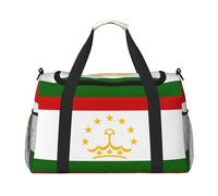 Bolsa de lona grande con estampado de la bandera de Tayikistán, bolsa de viaje para fin de semana, bolsa de viaje para mujer, bolsa de mano, Negro -, Talla única