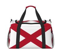 Bolsa de lona grande con estampado de la bandera del estado de Alabama, bolsa de viaje para fin de semana para mujer, bolsa de mano, Negro -, Talla única