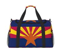 Bolsa de lona grande con estampado de la bandera del estado de Arizona, bolsa de viaje para fin de semana para mujer, bolsa de mano, Negro -, Talla única