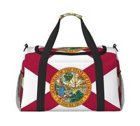 Bolsa de lona grande con estampado de la bandera del estado de Florida, bolsa de viaje para fin de semana para mujer, bolsa de mano, Negro -, Talla única