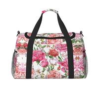 Bolsa de lona grande con estampado de peonías de jardín, bolsa de viaje para fin de semana para mujer, bolsa de mano, Negro -, Talla única