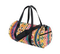 Bolsa de lona grande con formas geométricas tradicionales para fin de semana/noche, gimnasio, gran capacidad