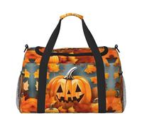 Bolsa de lona grande de lona con estampado de hojas de otoño, día de Acción de Gracias, bolsa de viaje de fin de semana para mujer, bolsa de mano, Negro -, Talla única