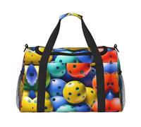 Bolsa de lona grande de lona con estampado de pelotas de pickleball, bolsa de viaje para fin de semana, bolsa de viaje para mujer, bolsa de mano, Negro -, Talla única