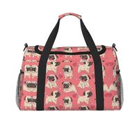 Bolsa de lona grande de viaje con estampado de carlino y caricaturas, para fin de semana, para mujer, bolsa de mano, Negro -, Talla única