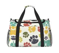 Bolsa de lona grande de viaje con estampado de huellas de perro, para fin de semana, para mujer, bolsa de mano, Negro -, Talla única