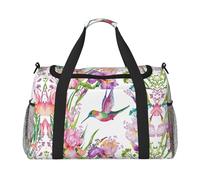 Bolsa de lona grande de viaje con estampado de pájaros y flores para mujer, bolsa de viaje de fin de semana para mujer, bolsa de mano, Negro -, Talla única