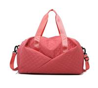Bolsa de lona grande para hombres y mujeres, bolsas de gimnasio y viaje con zonas húmedas y secas separadas para fitness y aventuras al aire libre, bolsa de campamento durante la noche, rosa roja