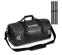 Bolsa de lona impermeable grande para motocicleta, bolsa seca impermeable de 40 L/66 L para viajes, parte superior enrollable resistente, con bolsillos con cremallera y trabillas Molle, correas y asas