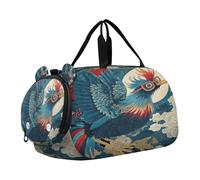 Bolsa de lona japonesa Phoenix estilo Ukiyo-e con compartimento para zapatos, multifuncional, deportiva, para viajes, natación, baile, ballet