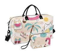 Bolsa de lona Kawaii Summer Cute Cats Watermelon Weekender Bolsa de lona con correa ajustable, bolsa de gimnasio grande para senderismo, viajes, impermeable, Kawaii Summer Cute Cats Sandía, 1 Size