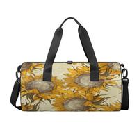 Bolsa de lona ligera con diseño de girasoles vintage, para gimnasio, viajes, para hombres y mujeres (flores florales), girasoles clásico, 17.6(L) x 9(W) x 9(H) inch