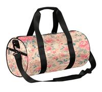 Bolsa de lona ligera con diseño de pájaros y flores rosadas, bolsa de viaje para hombres y mujeres (flores), Flores rosadas y pájaros, 17.6(L) x 9(W) x 9(H) inch
