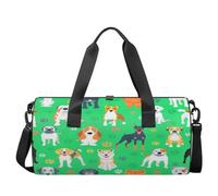 Bolsa de lona ligera con diseño de pata de perro y cachorro, para gimnasio, entrenamiento, fin de semana, viajes, para hombres y mujeres (verde labrador corgi), Perro cachorro Paw, 17.6(L) x 9(W) x