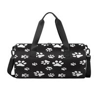 Bolsa de lona ligera con estampado de huellas de perro, Saco Deporte para gimnasio, para hombre y mujer (negro), Estampado de huellas de perro., 17.6(L) x 9(W) x 9(H) inch