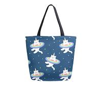 Bolsa de lona Magic Kitty Unicornio Mujer Bolsa de Playa Rainbow Starry Sky Bolsa de Hombro Grande Reutilizable Bolso Ligero para Ir de Compras Viajes