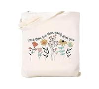 Bolsa de lona moderna con estampado de flores con asas, bolsas de almacenamiento con cremallera, bolsa de cosméticos para mujer, 7.87 x 5.9 pulgadas, minimalista